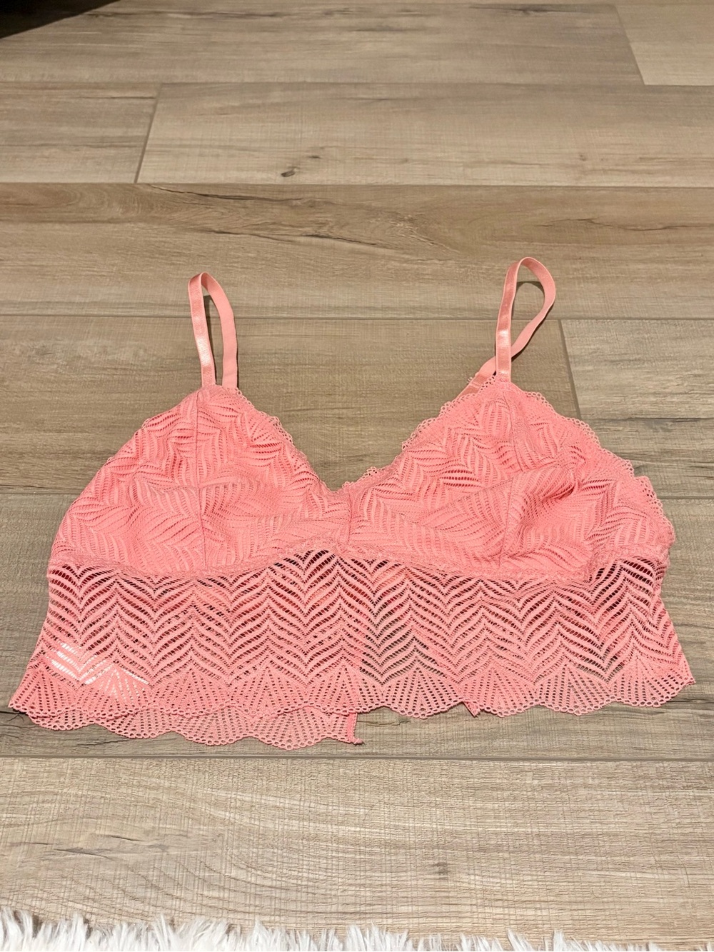 Adrienne Vittadini Longline Geo Lace Bralette Rose pink size XL